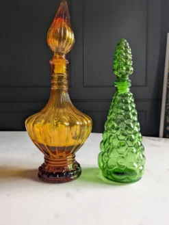 Paire de carafes vintage style Empoli 70'