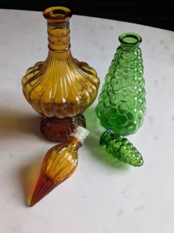 Paire de carafes vintage style Empoli 70'