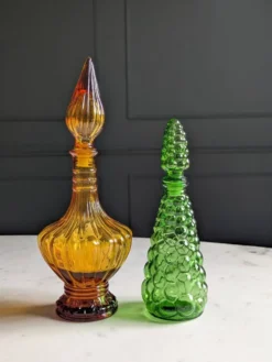 Paire de carafes vintage style Empoli 70'