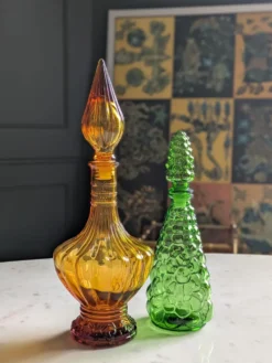 Paire de carafes vintage style Empoli 70'