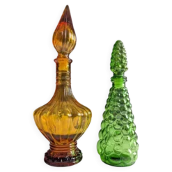 Paire de carafes vintage style Empoli 70'
