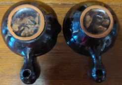 Paire de cassolettes en terre cuite vernissée Alsace