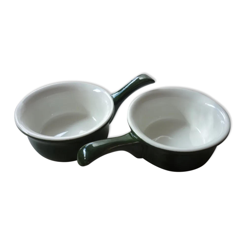Paire de 2 cassollettes pilivite en porcelaine à feu