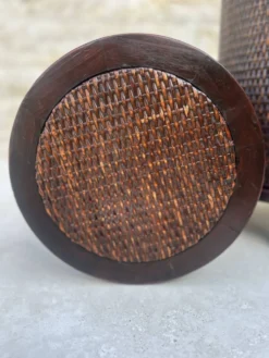 Paire de chevets Cylindriques ou chevets tambours en bois exotique.