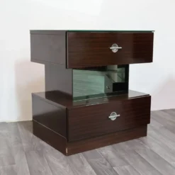 Paire de chevets en ébène design cubique années 80