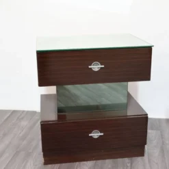 Paire de chevets en ébène design cubique années 80