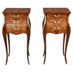 Paire de chevets en marqueterie, style Louis XV – Milieu XXe