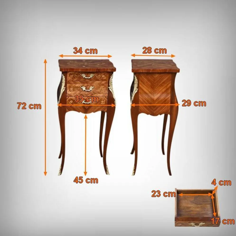 Paire de chevets en marqueterie, style Louis XV – Milieu XXe