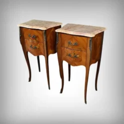 Paire de chevets en marqueterie de bois de rose, style Louis XV – 2ème partie XXe