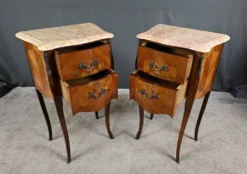 Paire de chevets en marqueterie de bois de rose, style Louis XV – 2ème partie XXe