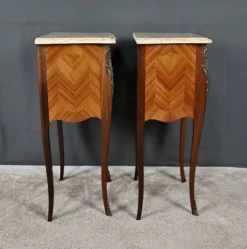 Paire de chevets en marqueterie de bois de rose, style Louis XV – 2ème partie XXe