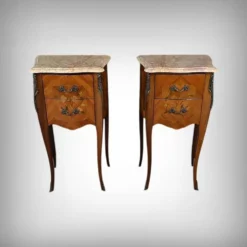 Paire de chevets en marqueterie de bois de rose, style Louis XV – 2ème partie XXe