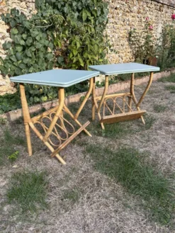 Paire de chevets en rotin vintage 1960