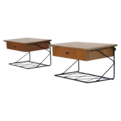Paire de chevets flottants en teck 1960