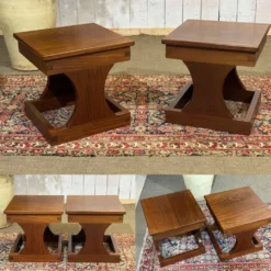 Paire de chevets, guéridons des années 1980 en teck