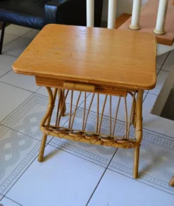 Paire de chevets rotin bambou années 70