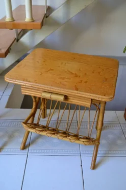 Paire de chevets rotin bambou années 70