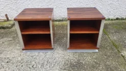 Paire de chevets vintage aluminium et bois