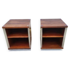 Paire de chevets vintage aluminium et bois