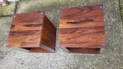 Paire de chevets vintage aluminium et bois