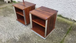 Paire de chevets vintage aluminium et bois