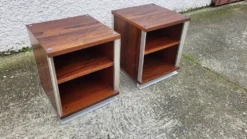 Paire de chevets vintage aluminium et bois