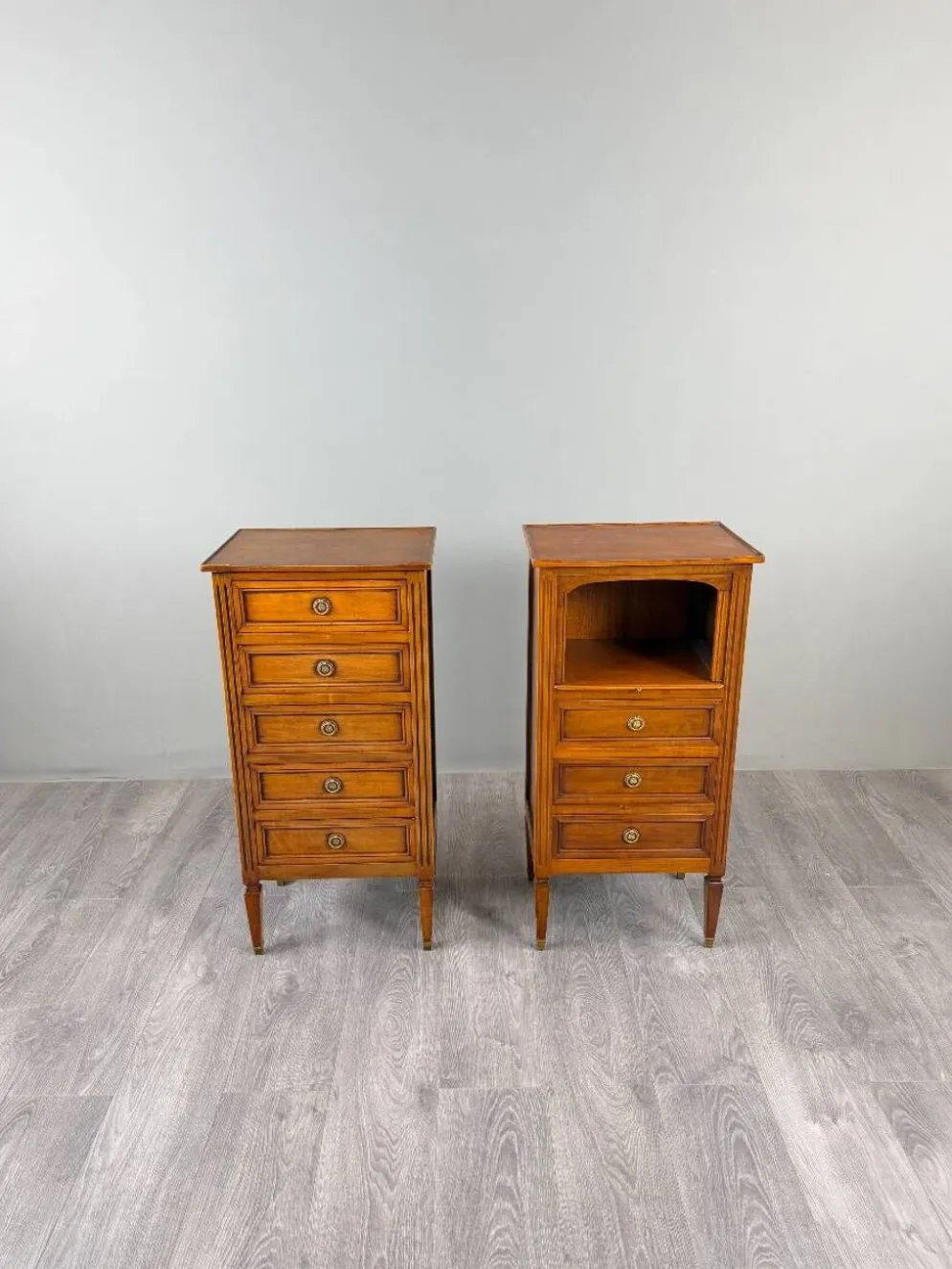 Paire de chiffonniers, meubles de chevet, style Louis XVI, XIXe Siècle
