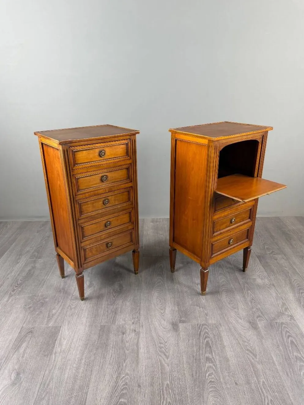 Paire de chiffonniers, meubles de chevet, style Louis XVI, XIXe Siècle