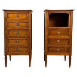 Paire de chiffonniers, meubles de chevet, style Louis XVI, XIXe Siècle