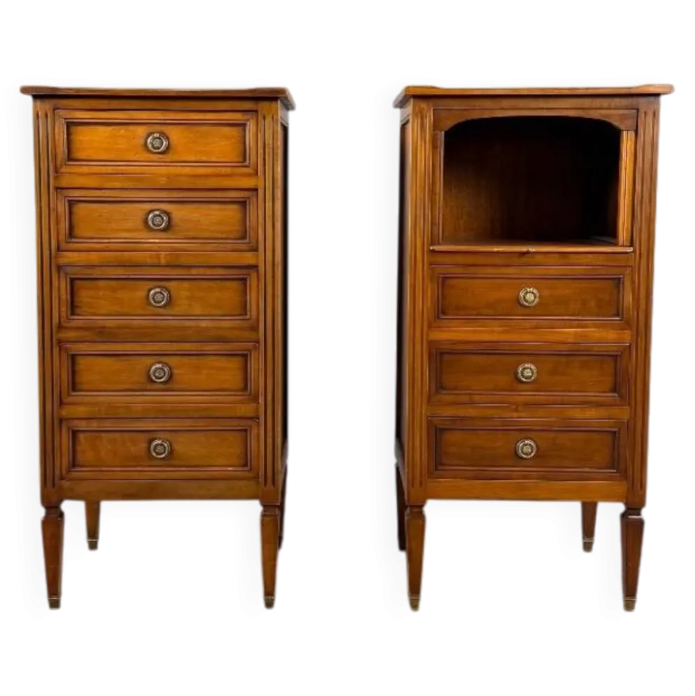Paire de chiffonniers, meubles de chevet, style Louis XVI, XIXe Siècle