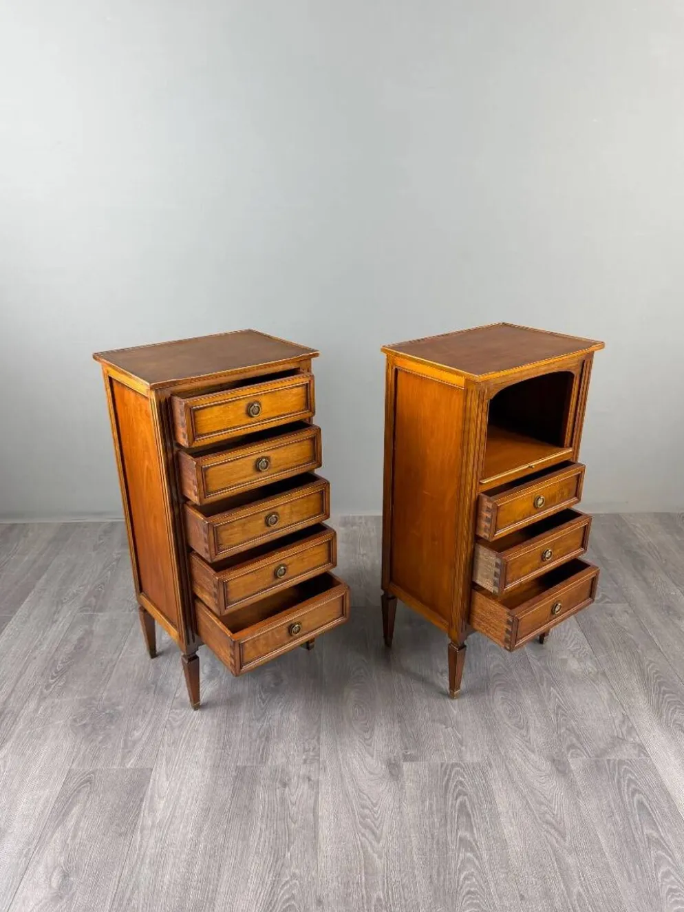 Paire de chiffonniers, meubles de chevet, style Louis XVI, XIXe Siècle