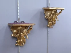 Paire de consoles d’applique en bois doré – fin XIXe