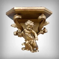 Paire de consoles d’applique en bois doré – fin XIXe