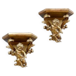 Paire de consoles d’applique en bois doré – fin XIXe