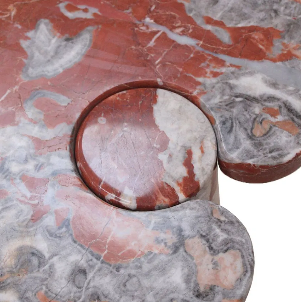 Paire de consoles en marbre rouge Mid Modern Angelo Mangiarotti Italie Eros