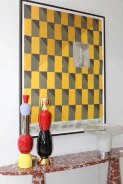 Paire de consoles en marbre rouge Mid Modern Angelo Mangiarotti Italie Eros