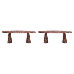 Paire de consoles en marbre rouge Mid Modern Angelo Mangiarotti Italie Eros
