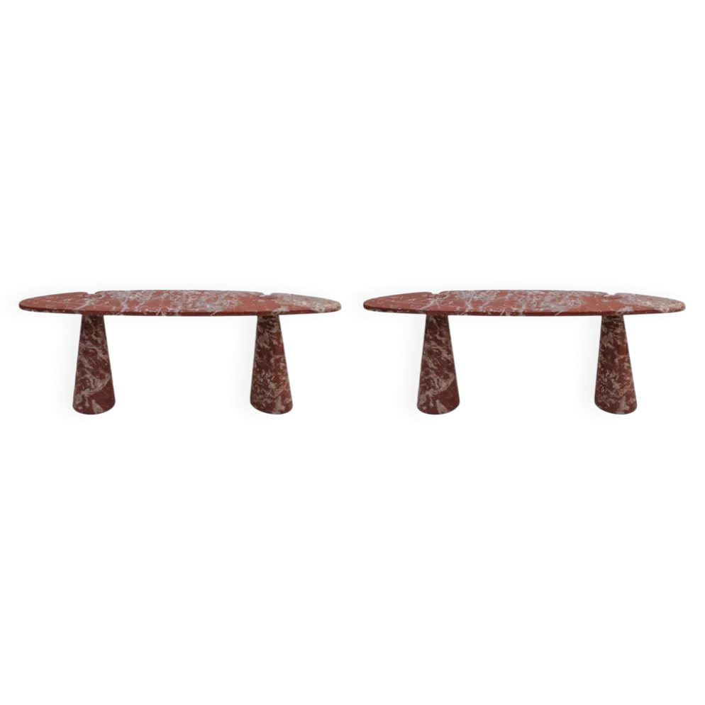 Paire de consoles en marbre rouge Mid Modern Angelo Mangiarotti Italie Eros