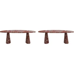 Paire de consoles en marbre rouge Mid Modern Angelo Mangiarotti Italie Eros
