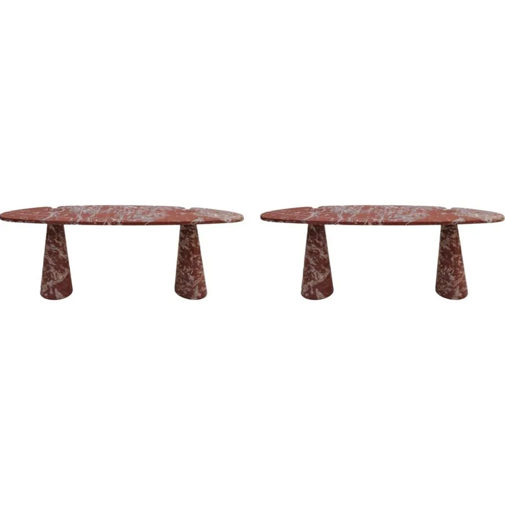 Paire de consoles en marbre rouge Mid Modern Angelo Mangiarotti Italie Eros