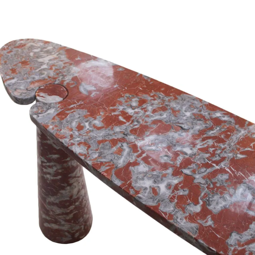 Paire de consoles en marbre rouge Mid Modern Angelo Mangiarotti Italie Eros