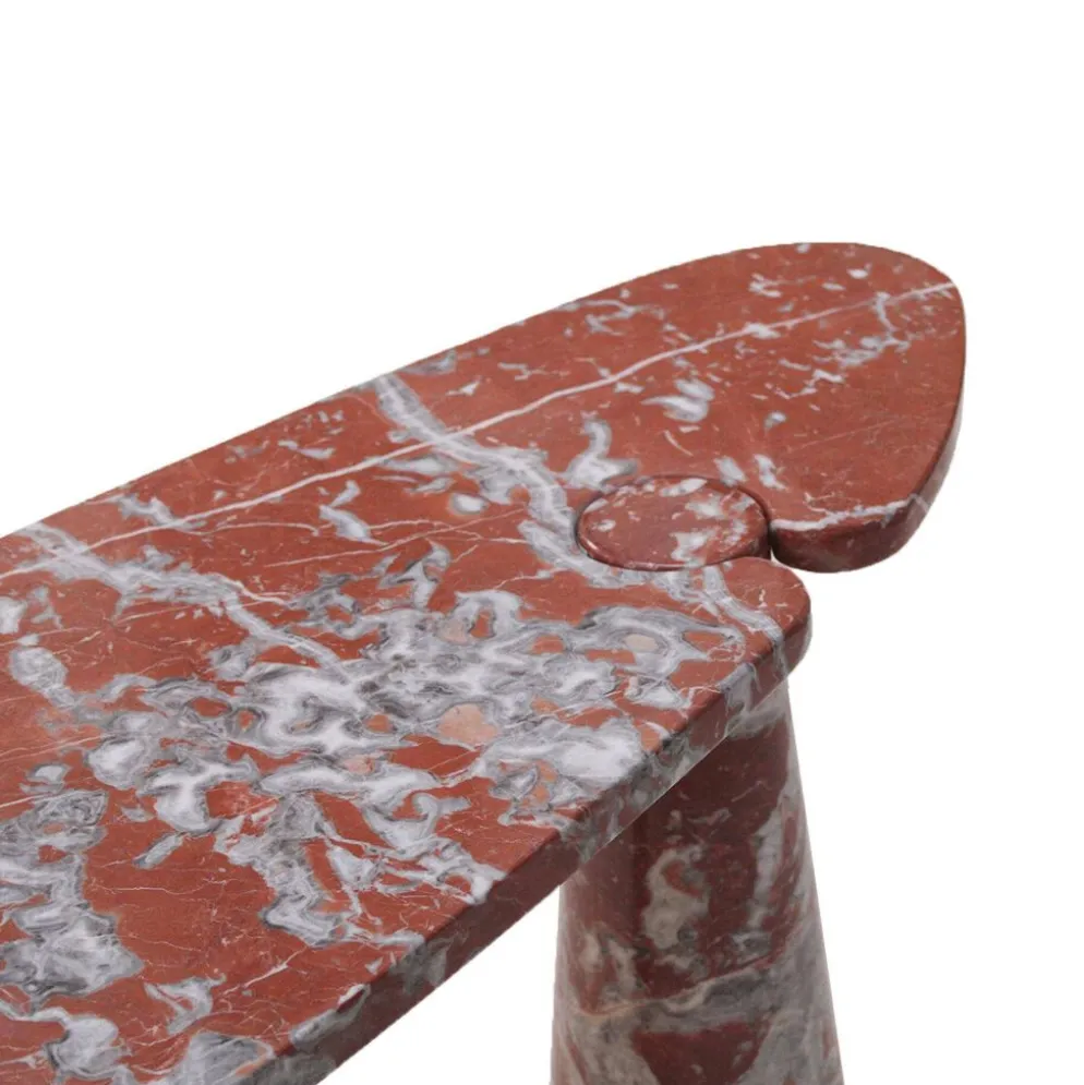 Paire de consoles en marbre rouge Mid Modern Angelo Mangiarotti Italie Eros