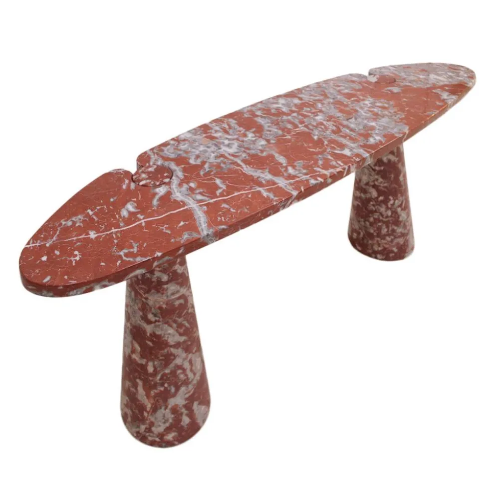 Paire de consoles en marbre rouge Mid Modern Angelo Mangiarotti Italie Eros