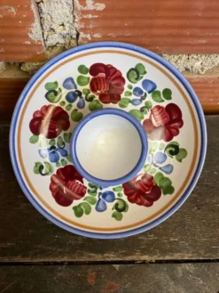 Paire de coquetiers ancien graf stoob keramik céramique polychrome vin