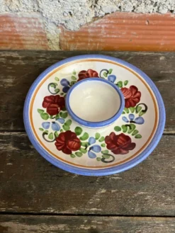 Paire de coquetiers ancien graf stoob keramik céramique polychrome vin