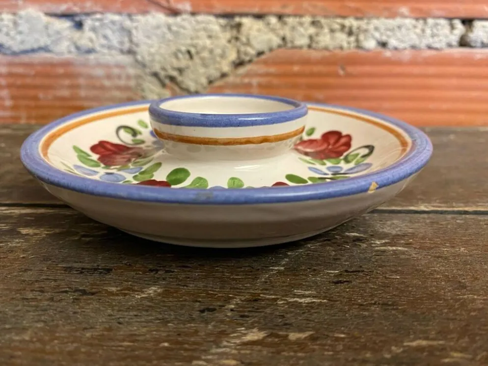 Paire de coquetiers ancien graf stoob keramik céramique polychrome vin