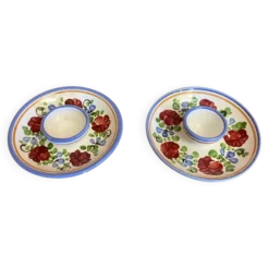Paire de coquetiers ancien graf stoob keramik céramique polychrome vin