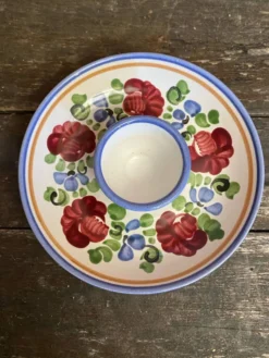 Paire de coquetiers ancien graf stoob keramik céramique polychrome vin