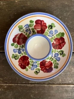 Paire de coquetiers ancien graf stoob keramik céramique polychrome vin