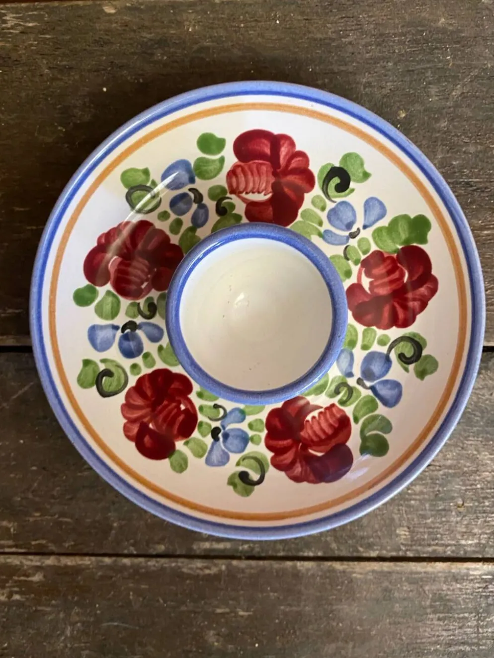 Paire de coquetiers ancien graf stoob keramik céramique polychrome vin